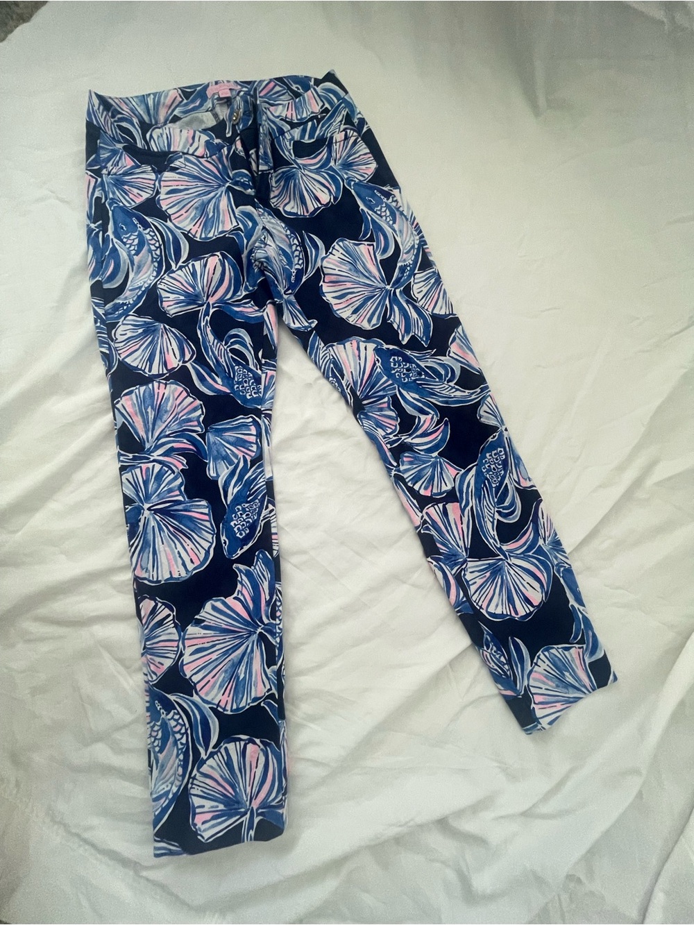 Lilly Pulitzer Navy Floral-Print Kelly Pants with Pink Accents